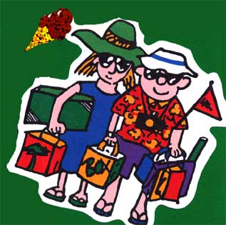 cartoon vacationers